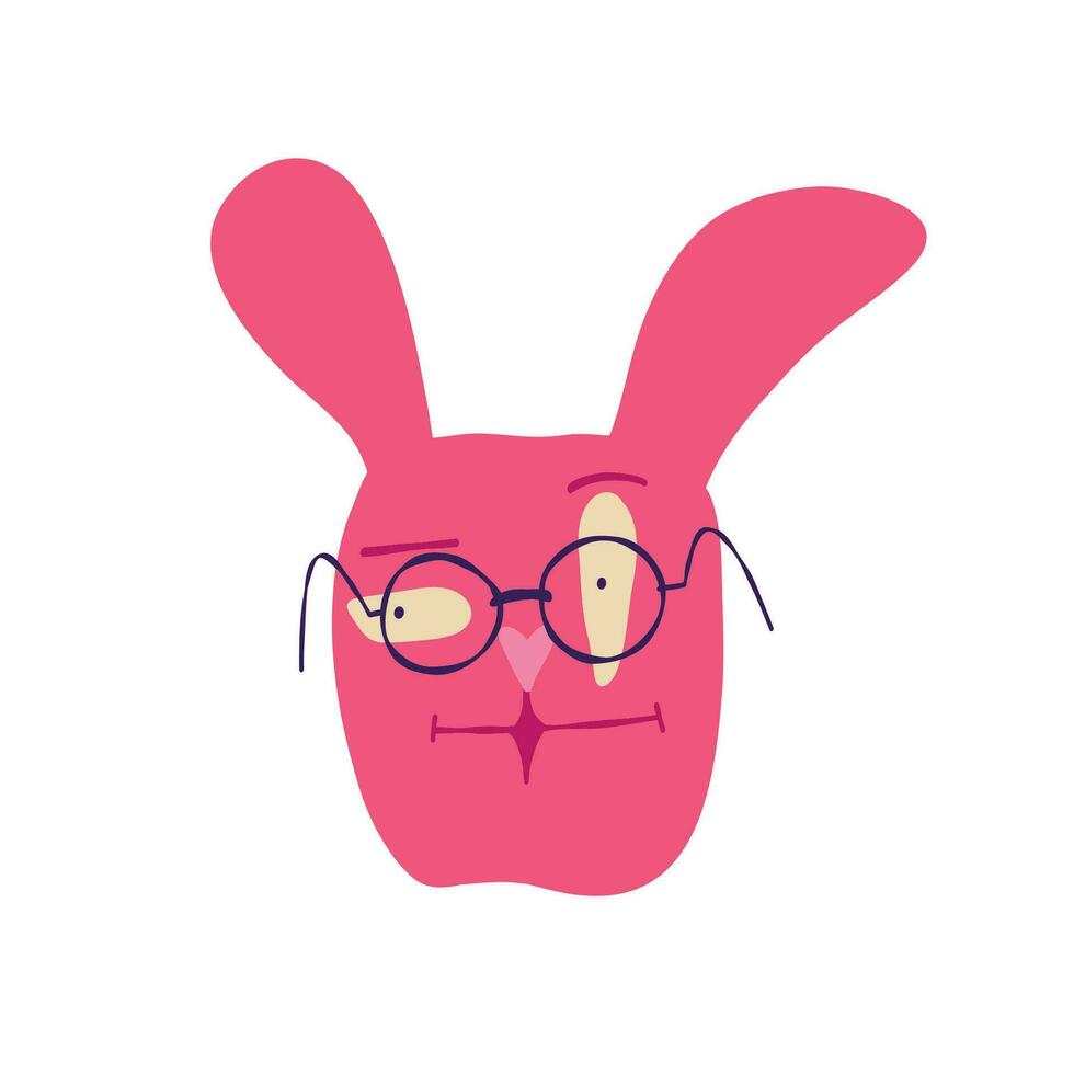 genial komisch Rosa Hase mit Brille mit ein sarkastisch Gesicht vektor