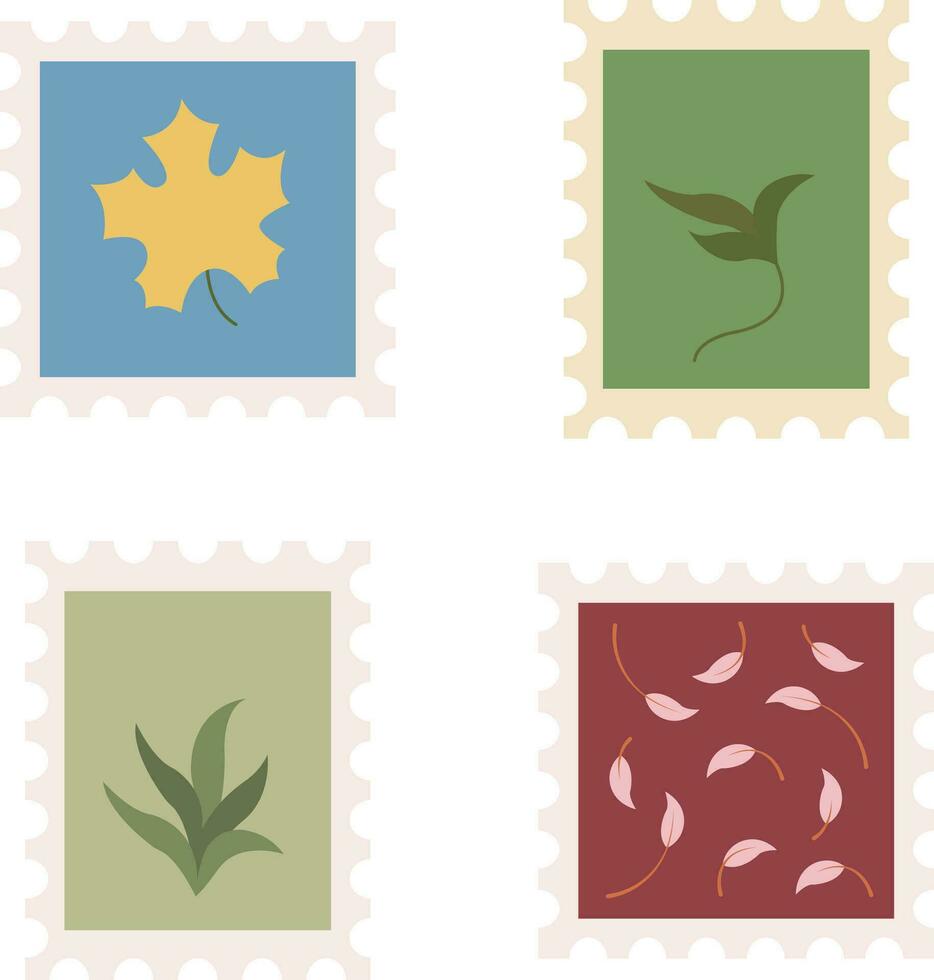 Porto Briefmarke klassisch Blume . Spaß Porto Briefmarke Vektor Designs zum mit auf Umschläge. Mail und Post Büro Konzept.