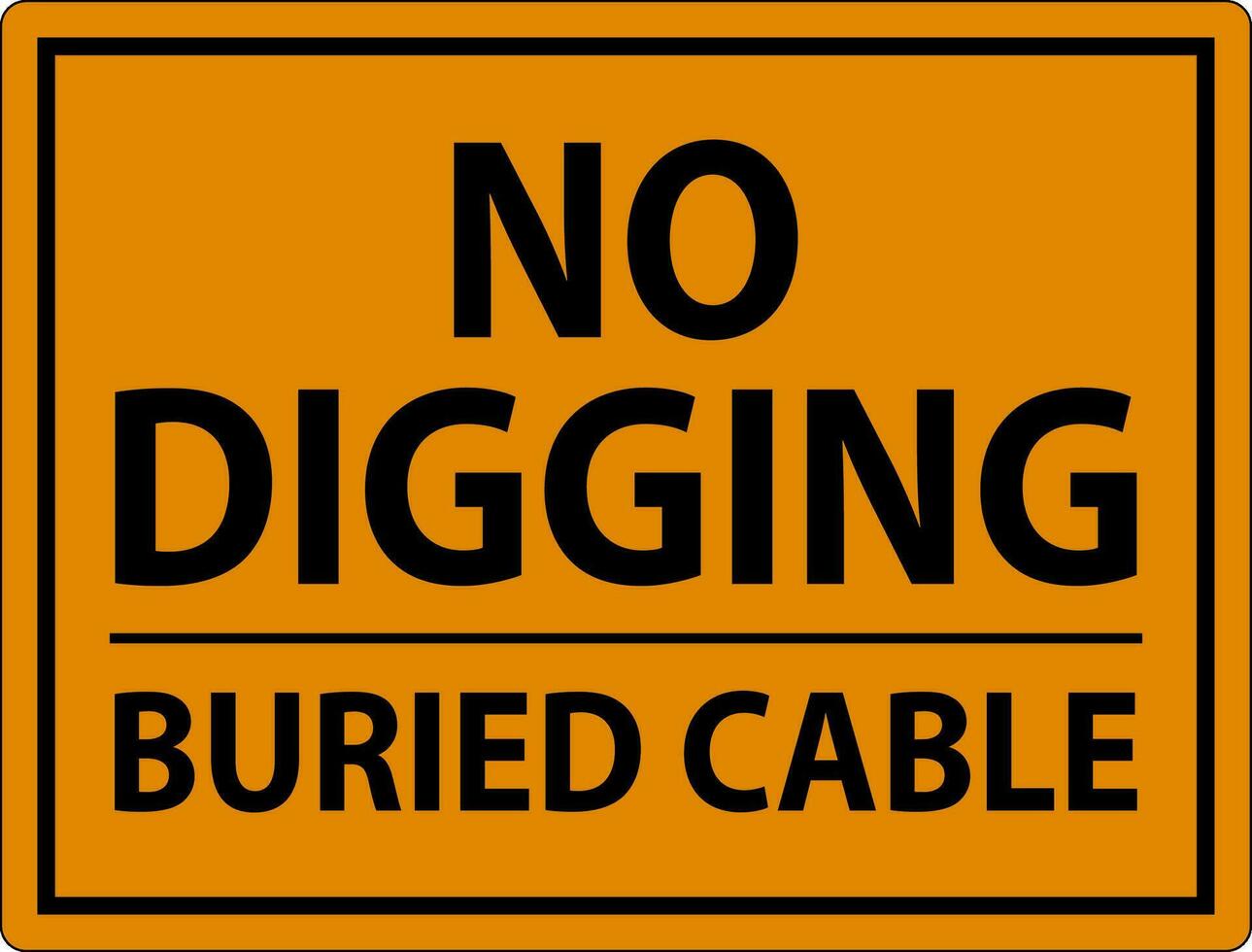 Nej grävning tecken, begravd kabel- tecken vektor