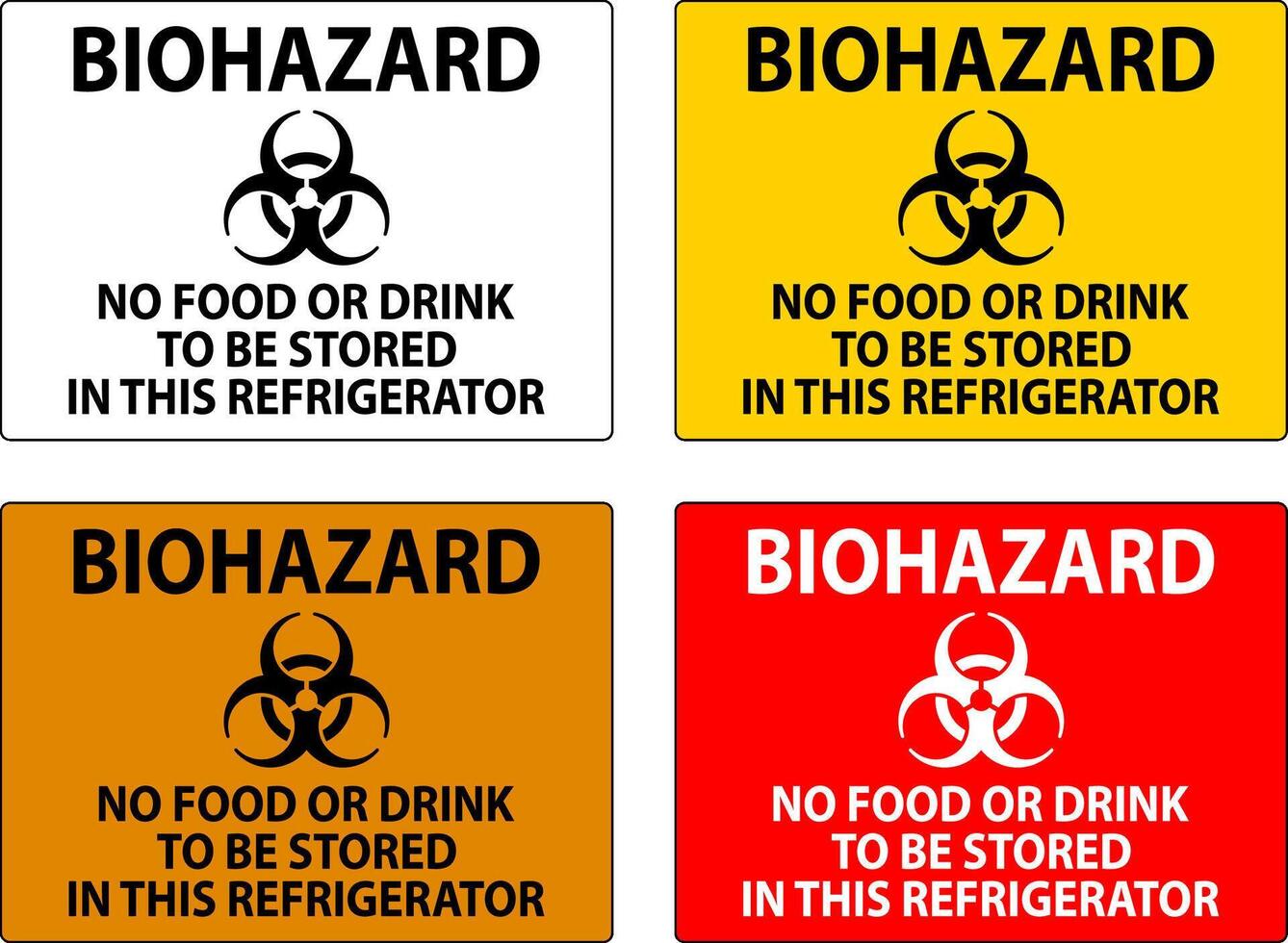 Biogefährdung Zeichen Nein Essen oder trinken zu Sein gelagert im diese Kühlschrank vektor