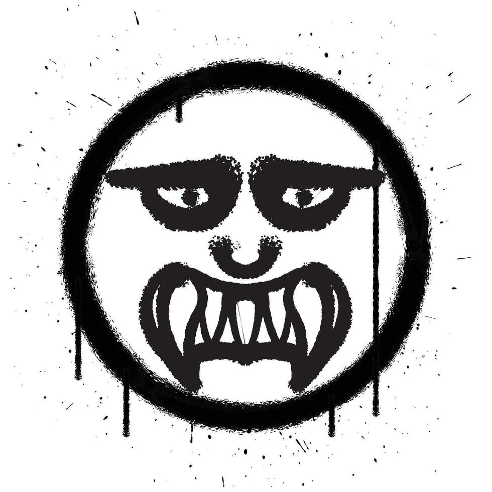 Vektor Graffiti sprühen Farbe wütend Gesicht Emoticon im Weiß Hintergrund Vektor Illustration
