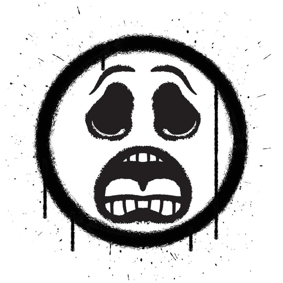 Vektor Graffiti sprühen Farbe traurig Gesicht Emoticon auf Weiß Hintergrund Vektor Illustration