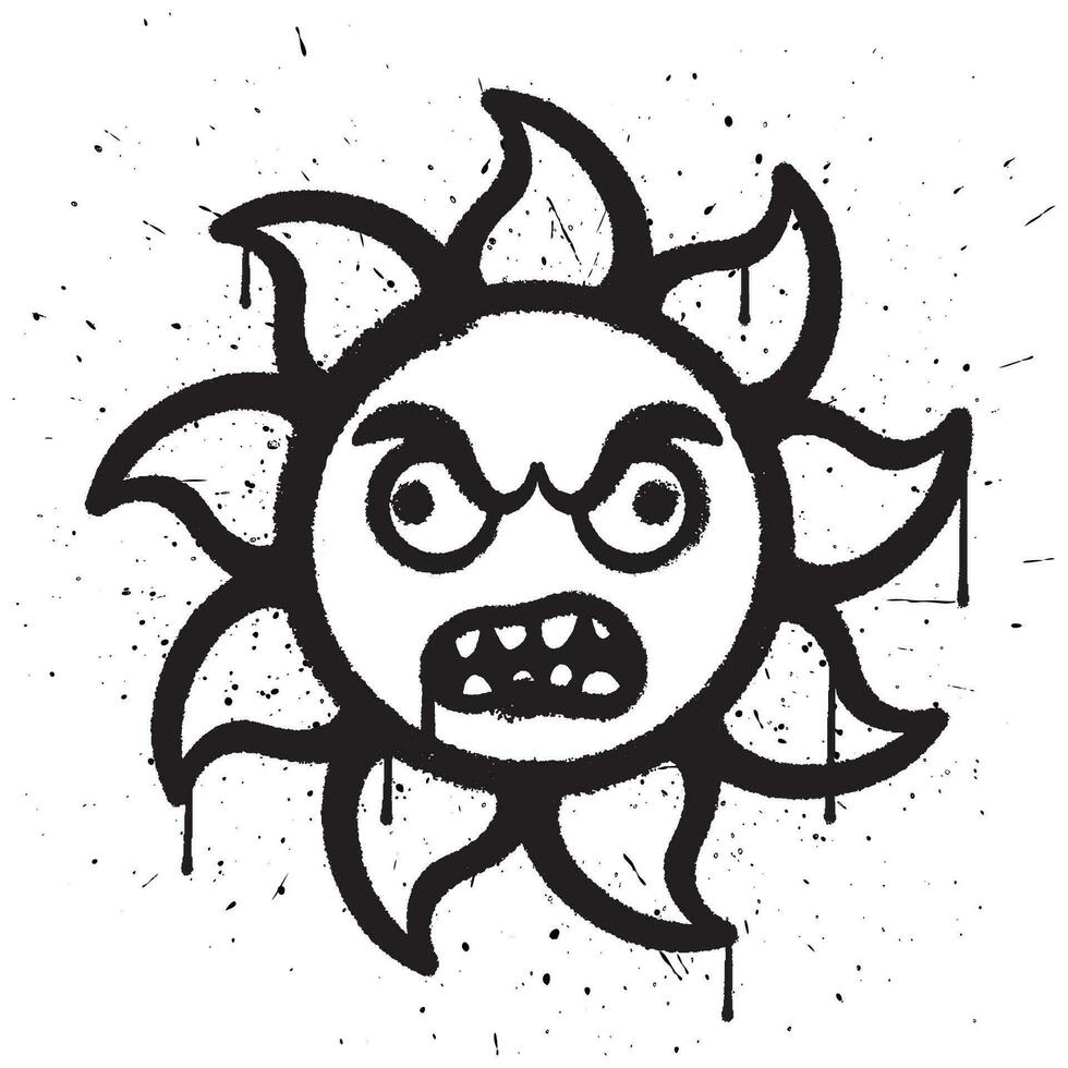 Graffiti sprühen Farbe Zombie Gesicht Sonne Charakter isoliert Vektor Illustration