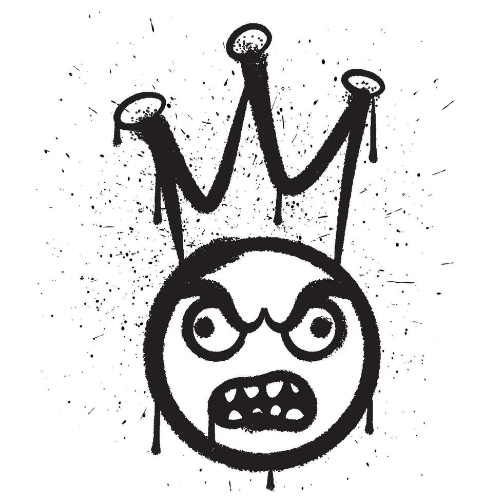Vektor Graffiti sprühen Farbe Zombie Gesicht König Emoticon isoliert Vektor Illustration