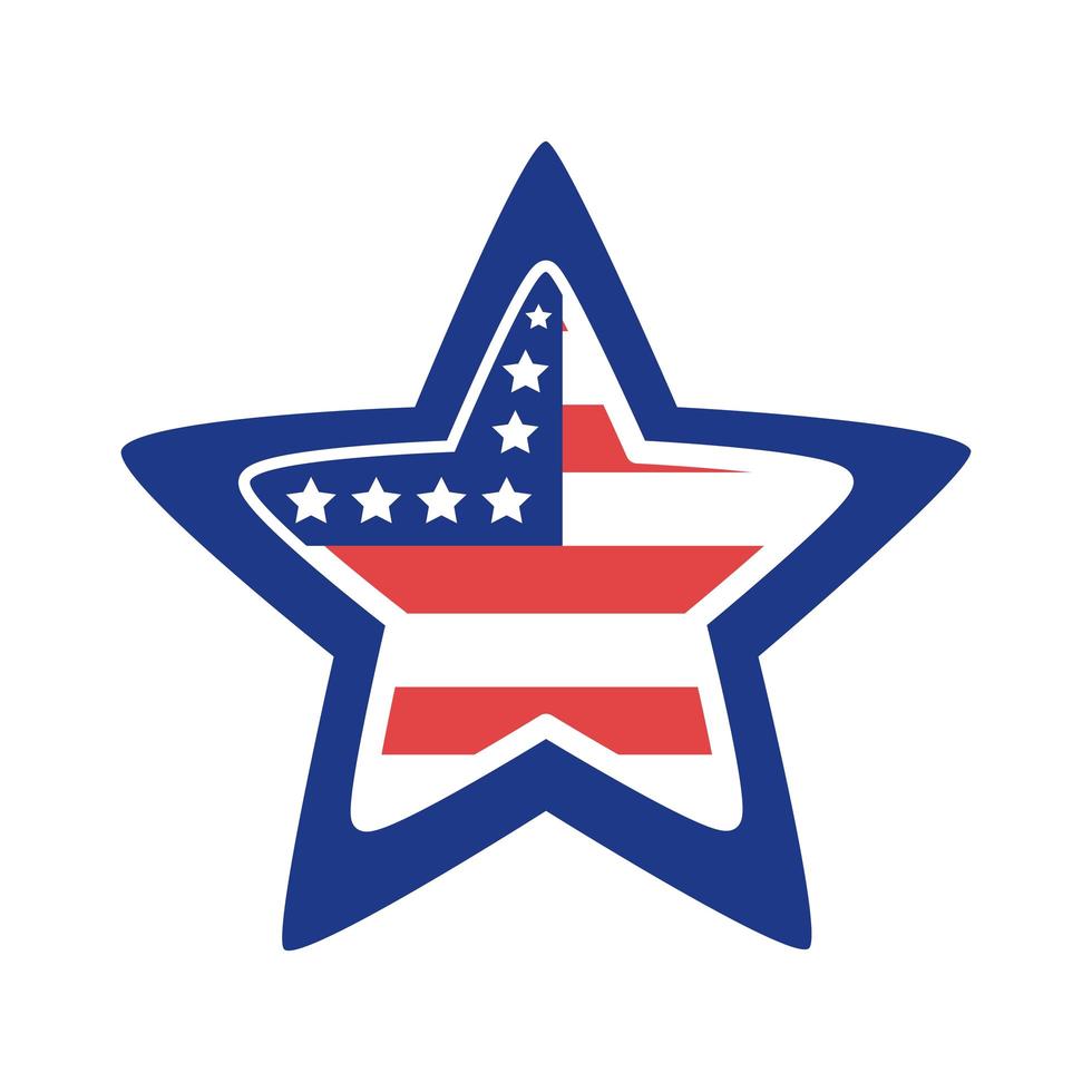 stjärna med Amerikas förenta stater flagga siluett stil vektor
