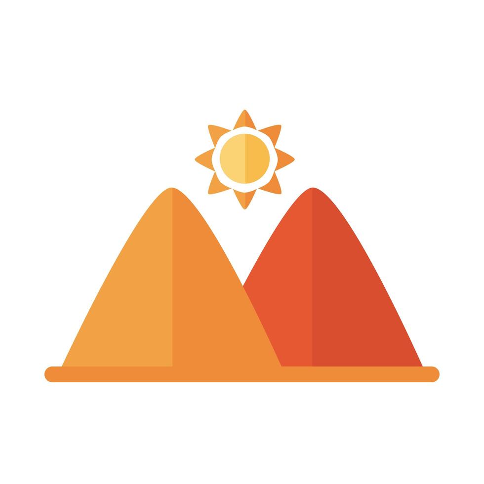 Sonnenstern mit flacher Stilikone der Bergszene vektor