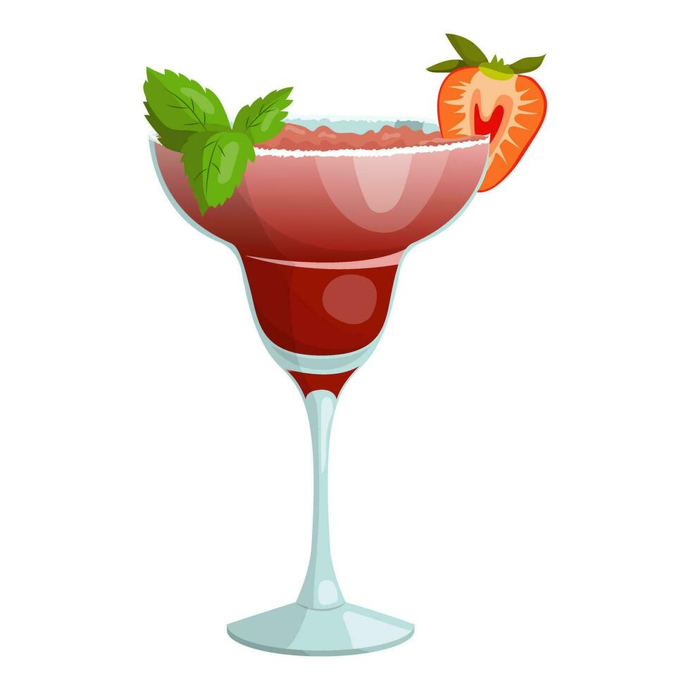 Erdbeere Daiquiri Cocktail. Vektor Illustration auf ein Weiß Hintergrund.