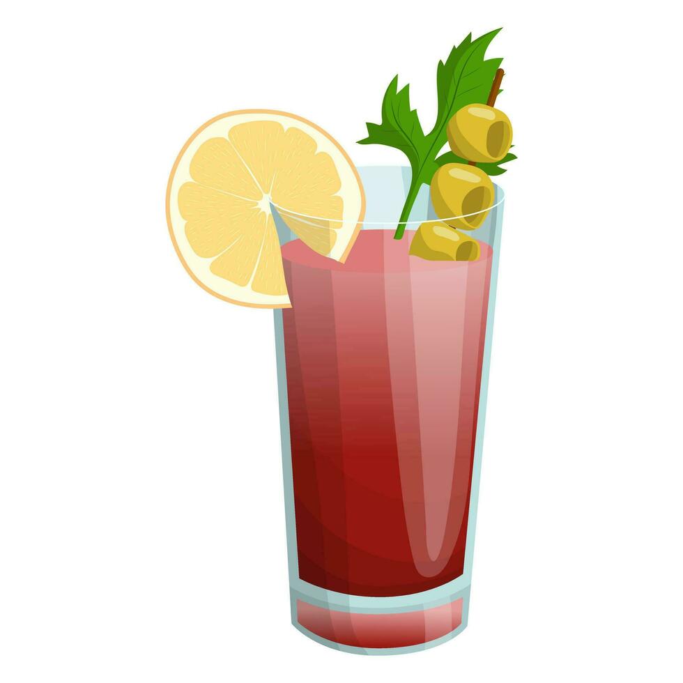 blodig mary cocktail. vektor illustration på en vit bakgrund.