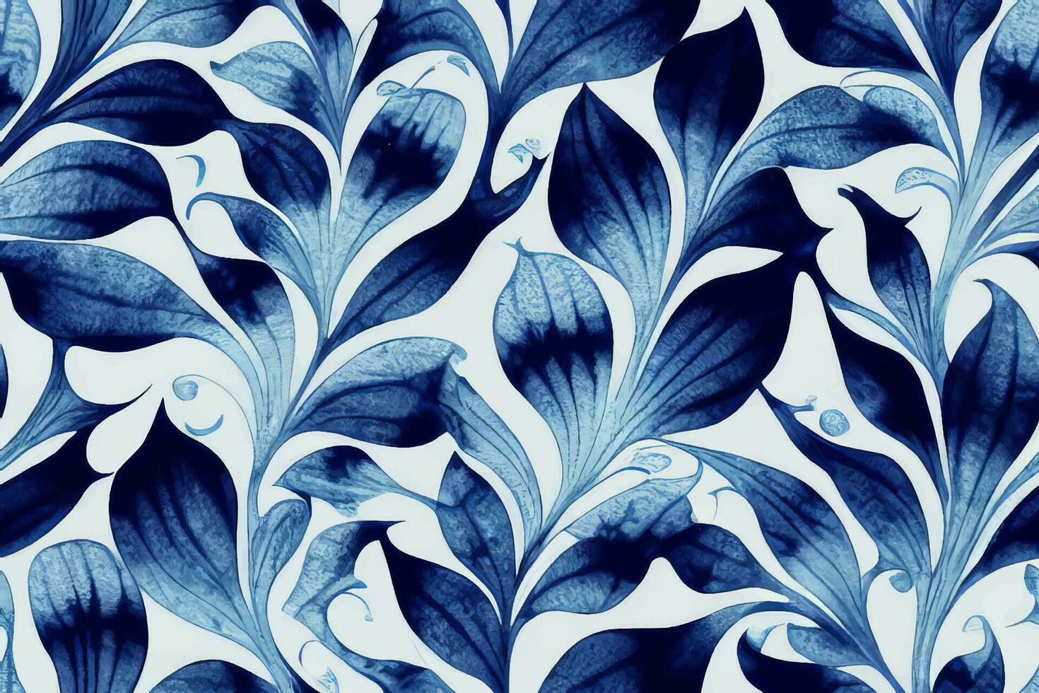 Krawatte Farbstoff Shibori tye sterben abstrakt Batik Bürste Tinte Spiral- Strudel Stoff Kreis nahtlos Design Grün braun dunkel Blau Farben Farbe retro botanisch geometrisch wiederholen Zeichnung Fliese Vektor , Blau Blütenblatt Blätter