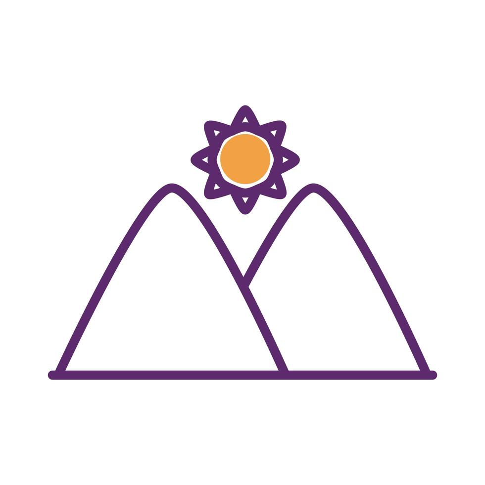 Sonnenstern mit Symbol für den Linienstil der Bergszene vektor