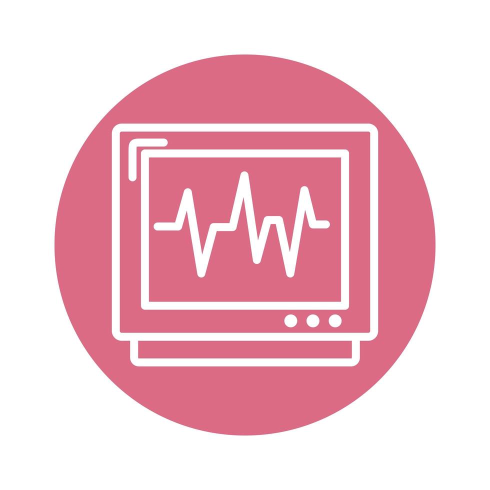 Symbol für den Pulsblock der medizinischen EKG-Maschine für die Kardiologie vektor