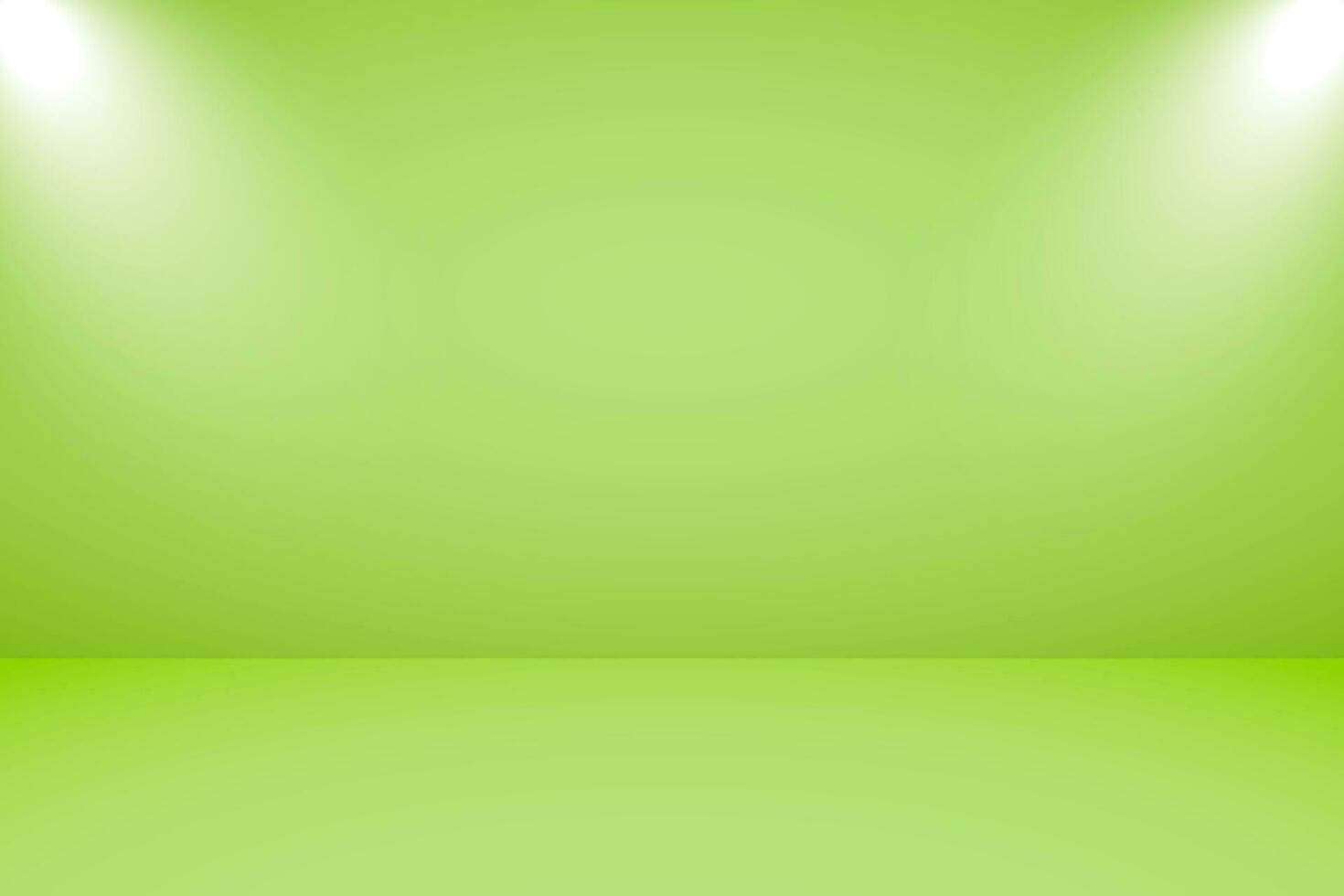 vektor illustration av tömma studio med belysning och ljus grön bakgrund för produkt visa