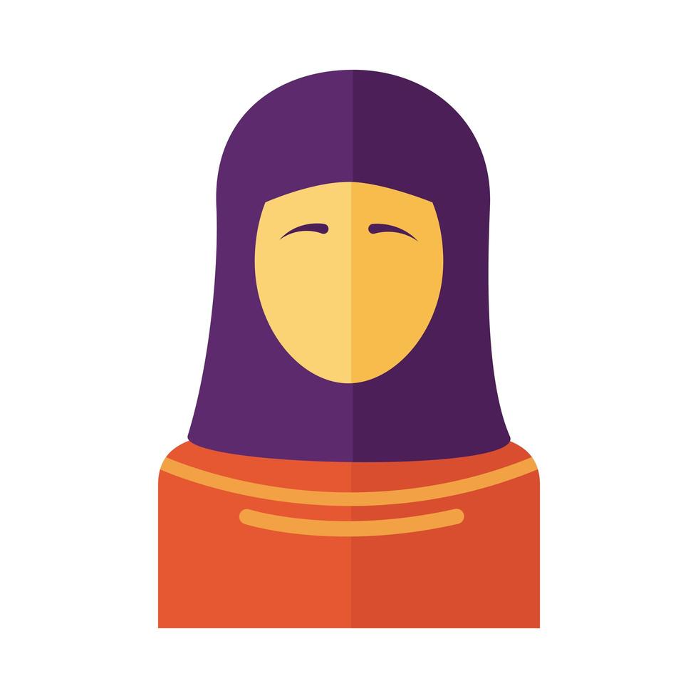muslimsk kvinnlig karaktär platt stilikon vektor