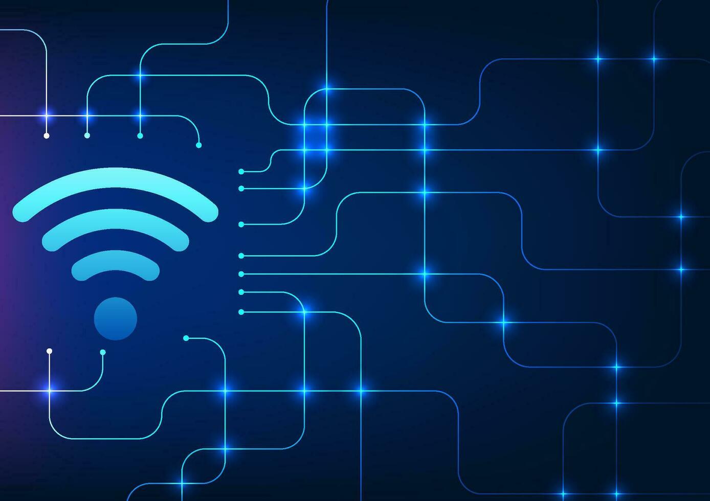 W-lan Technologie es ist ein Technologie Das sendet Internet Signale zu elektronisch Geräte zu machen ein Verbindung. es ist ein Vektor Illustration mit ein W-lan Symbol mit das Verbindung Schaltkreis Tafel.