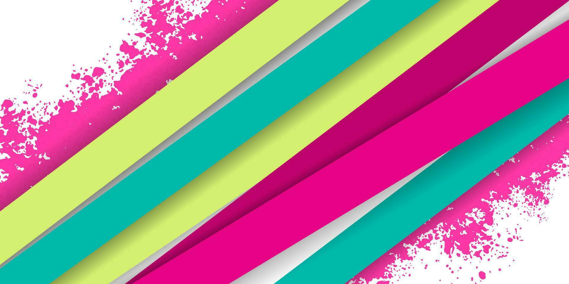 Verkauf Banner Vorlage Design mit bunt Streifen und abstrakt Rosa Tinte Spritzen. bunt Hintergrund zum irgendein verwenden. bunt Banner zum Schönheit, Sommer- oder Frühling Mega Verkauf. Vektor Illustration.