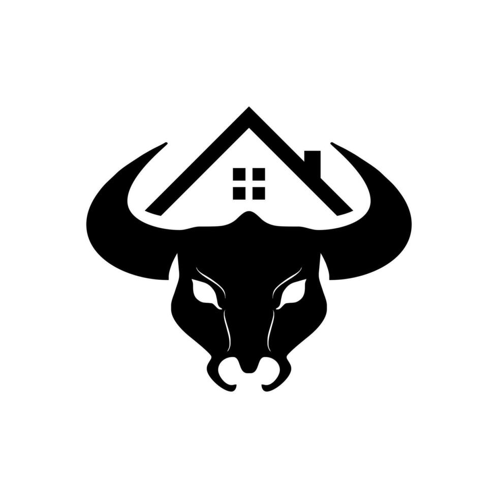 Haus und Stier Kopf Kombination Logo vektor