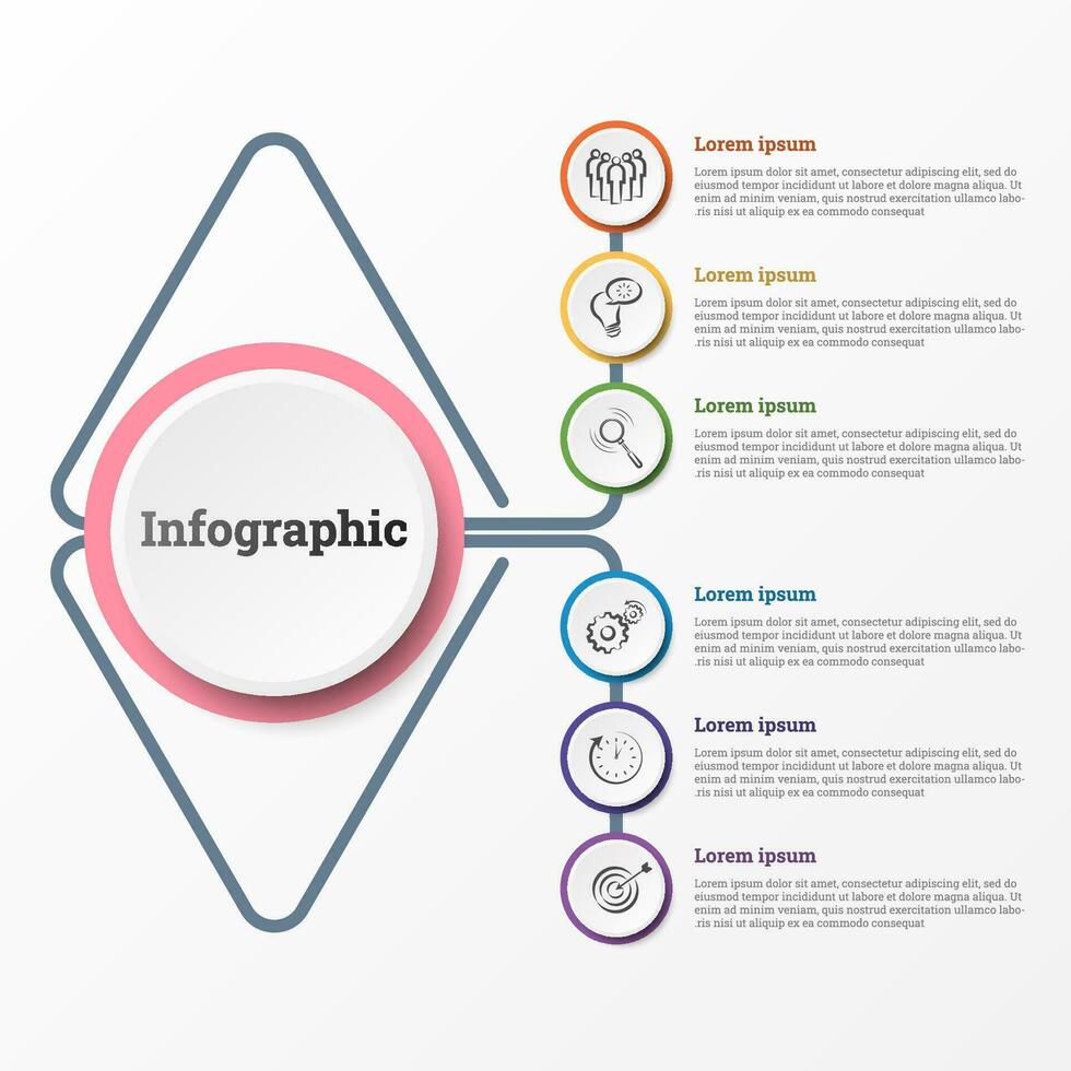 infographic den där tillhandahåller en detaljerad Rapportera av de företag, dividerat in i 6 ämnen. vektor