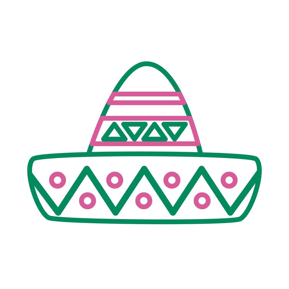 traditionell mexikansk hatt linje stilikon vektor