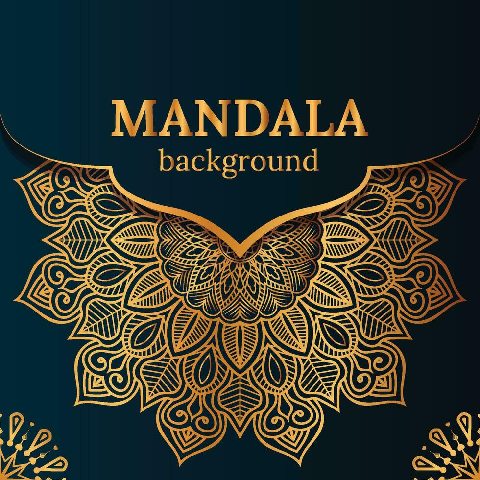 Luxus Zier Mandala Design Hintergrund mit golden Dekoration vektor