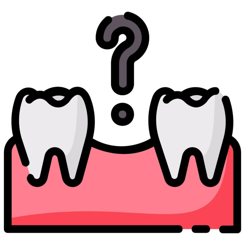 fehlt Zahn Vektor gefüllt Gliederung Symbol