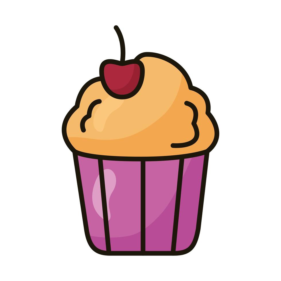 süße Cupcake-Linie und Füllstil-Symbol vektor