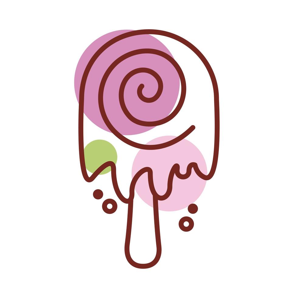 läcker glass i pinne med spiraler linje färg stil ikon vektor