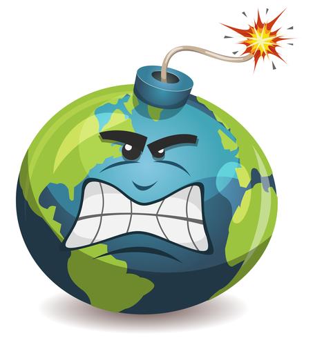 Earth Planet Warnbombe Charakter vektor