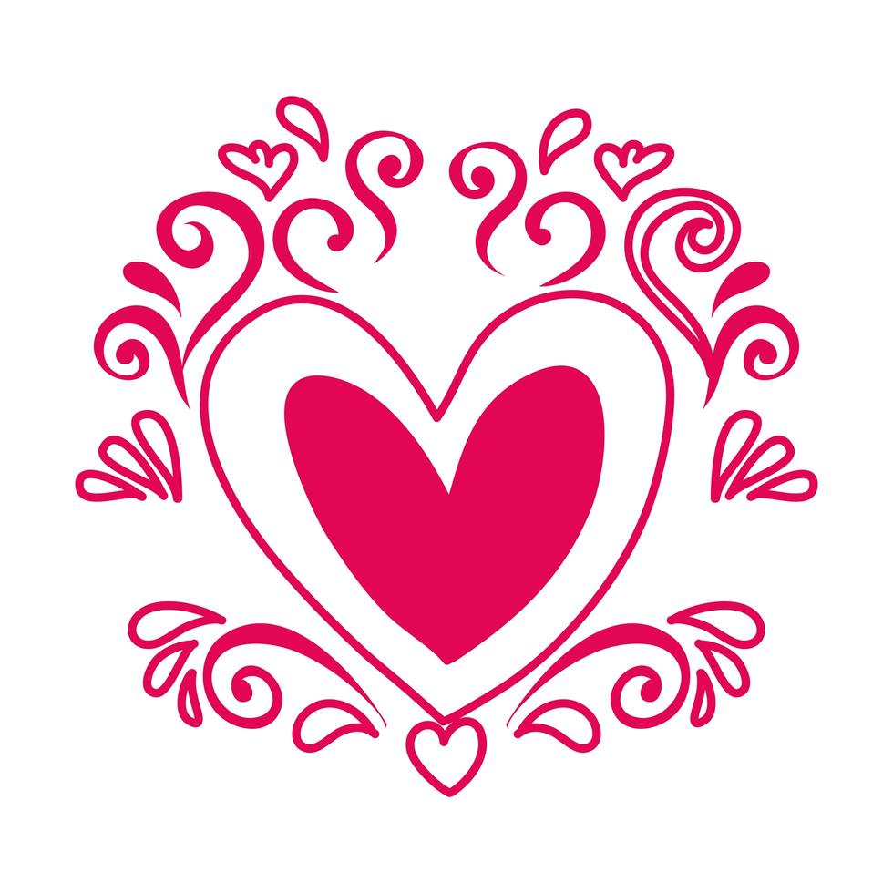 Happy Valentinstag Herz mit Rahmenlinien vektor