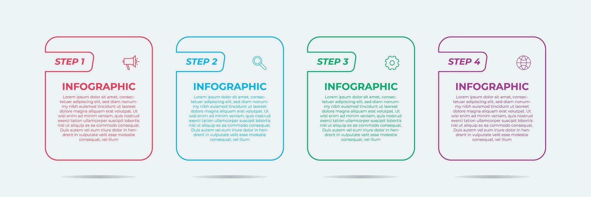 företag bearbeta infographic mall. 4 steg infographics mall. eps 10 vektor. vektor