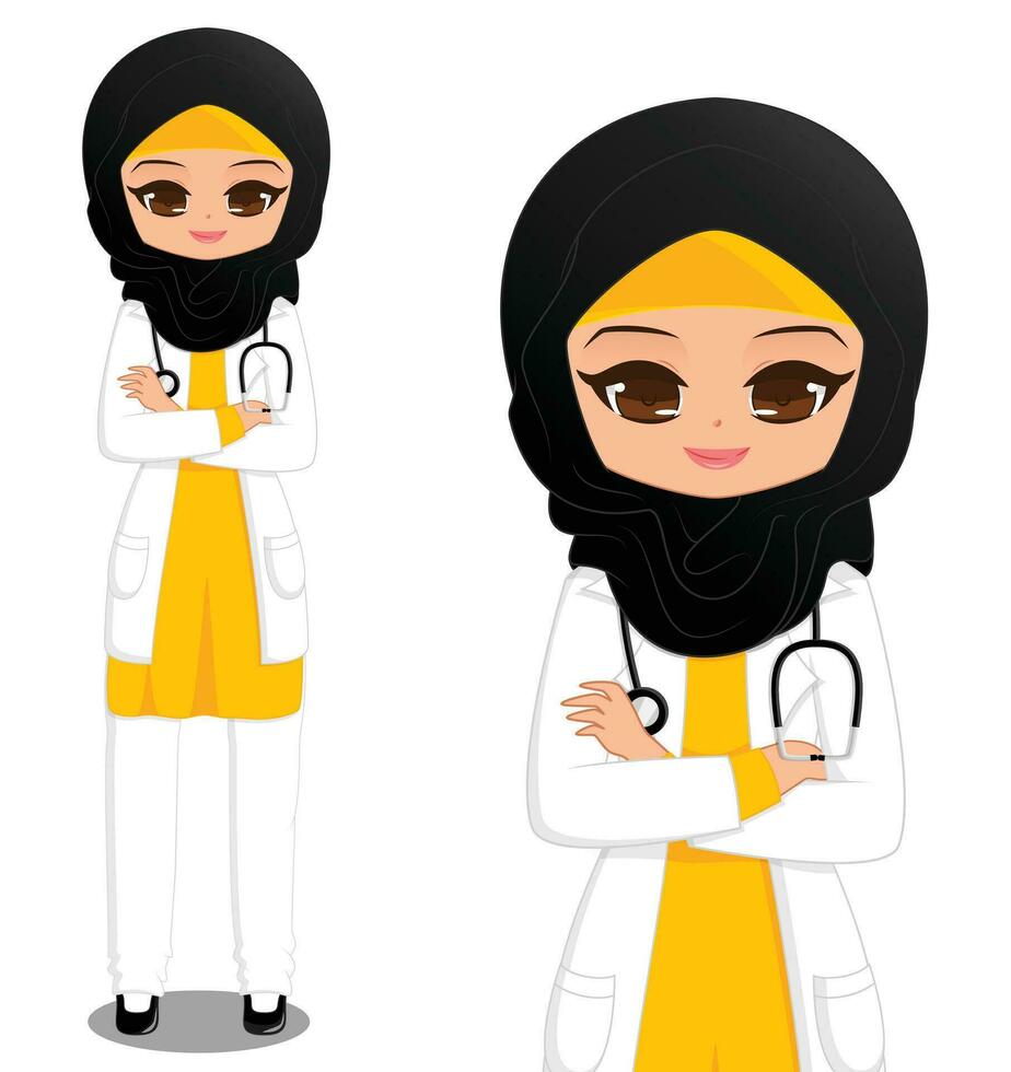 asiatisk muslim läkare vektor illustration