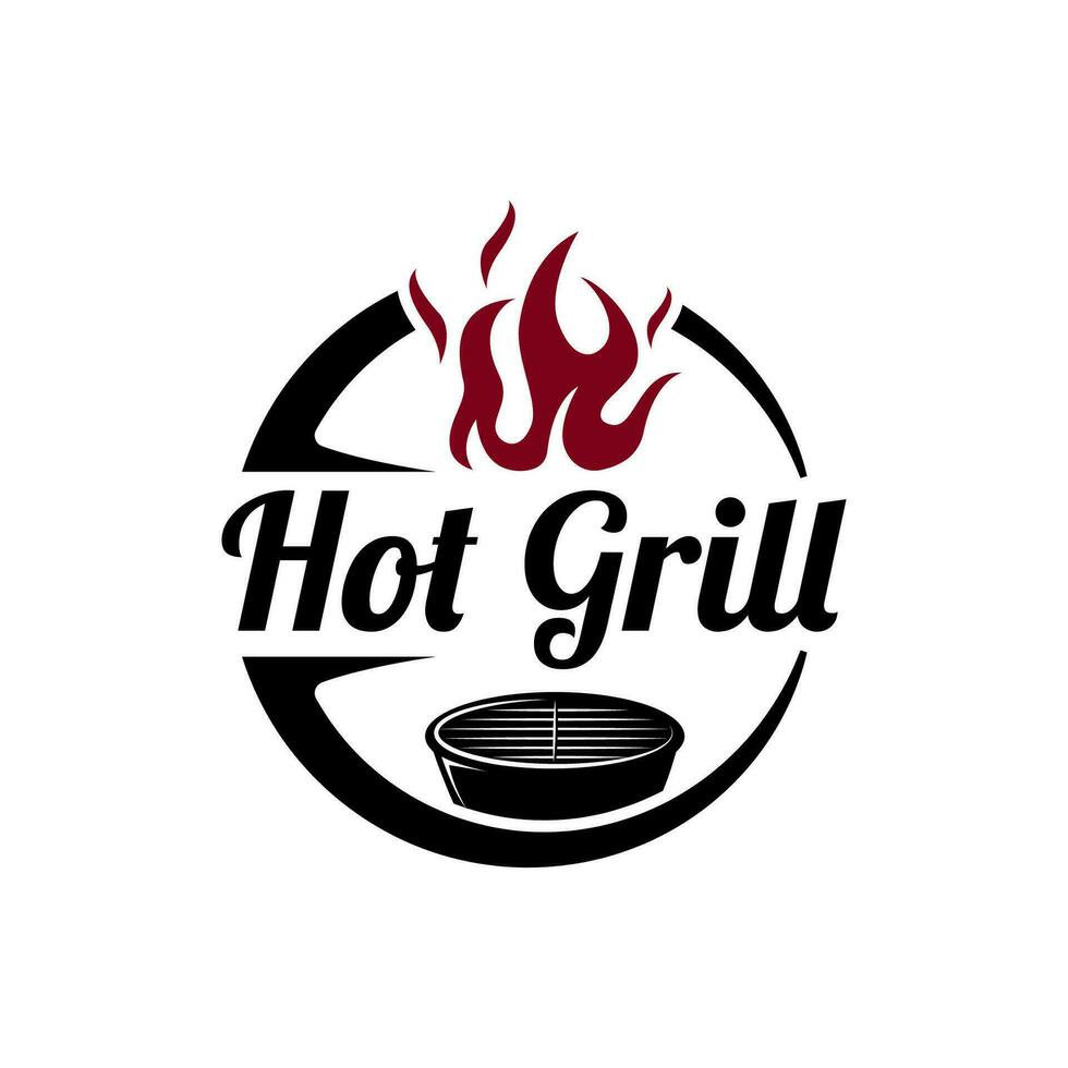 gegrillt Grill Typografie Logo mit gekreuzt Flammen. Logo zum Restaurant, Cafe und Bar. vektor