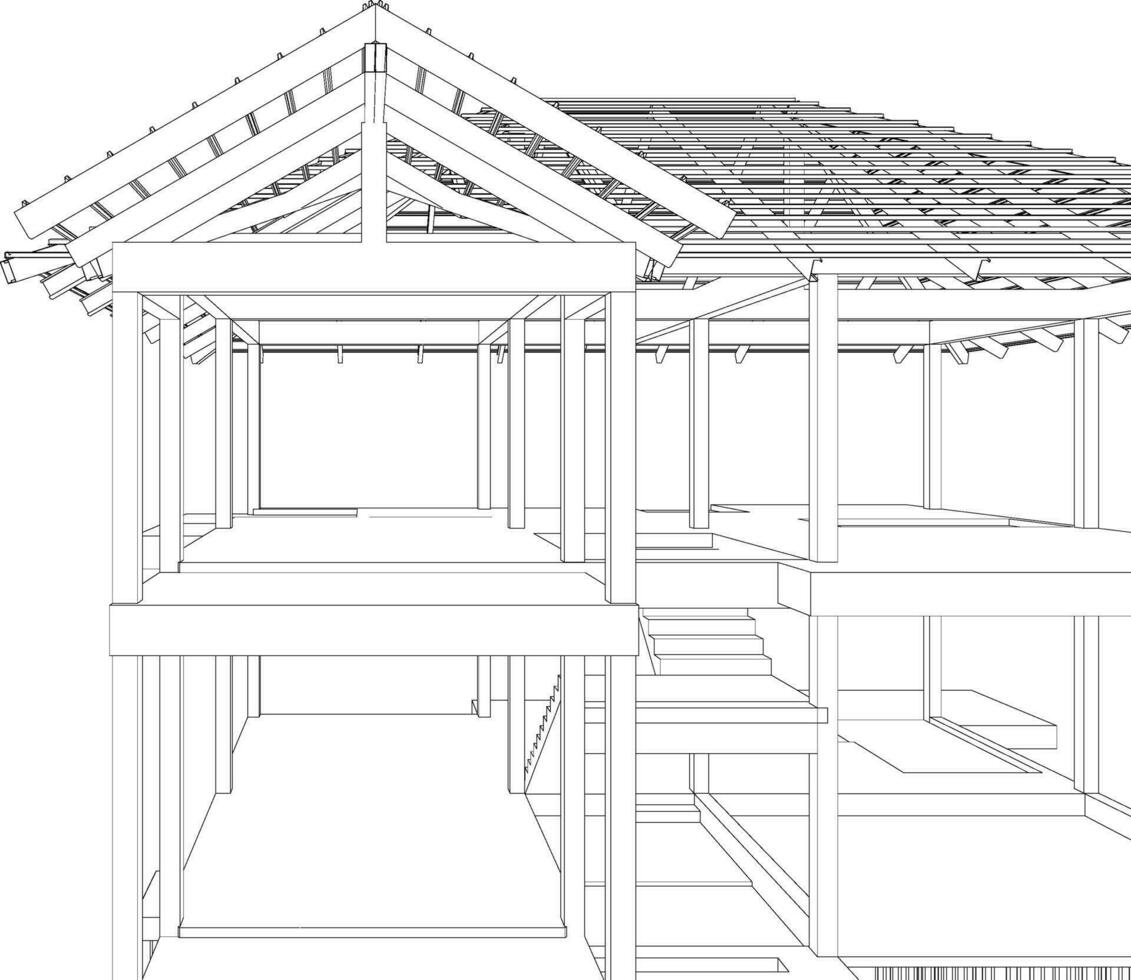 3d illustration av byggnad strukturera vektor