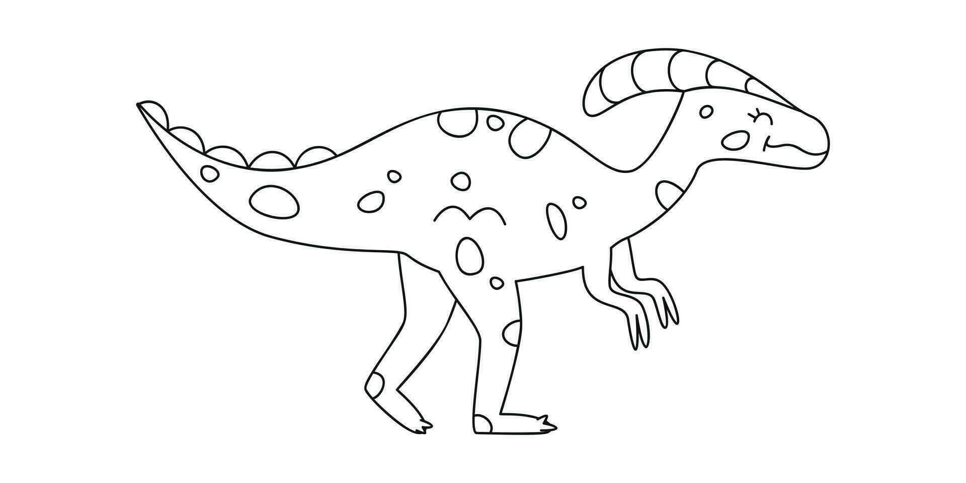 hand dragen linjär vektor illustration av parasaurolophus