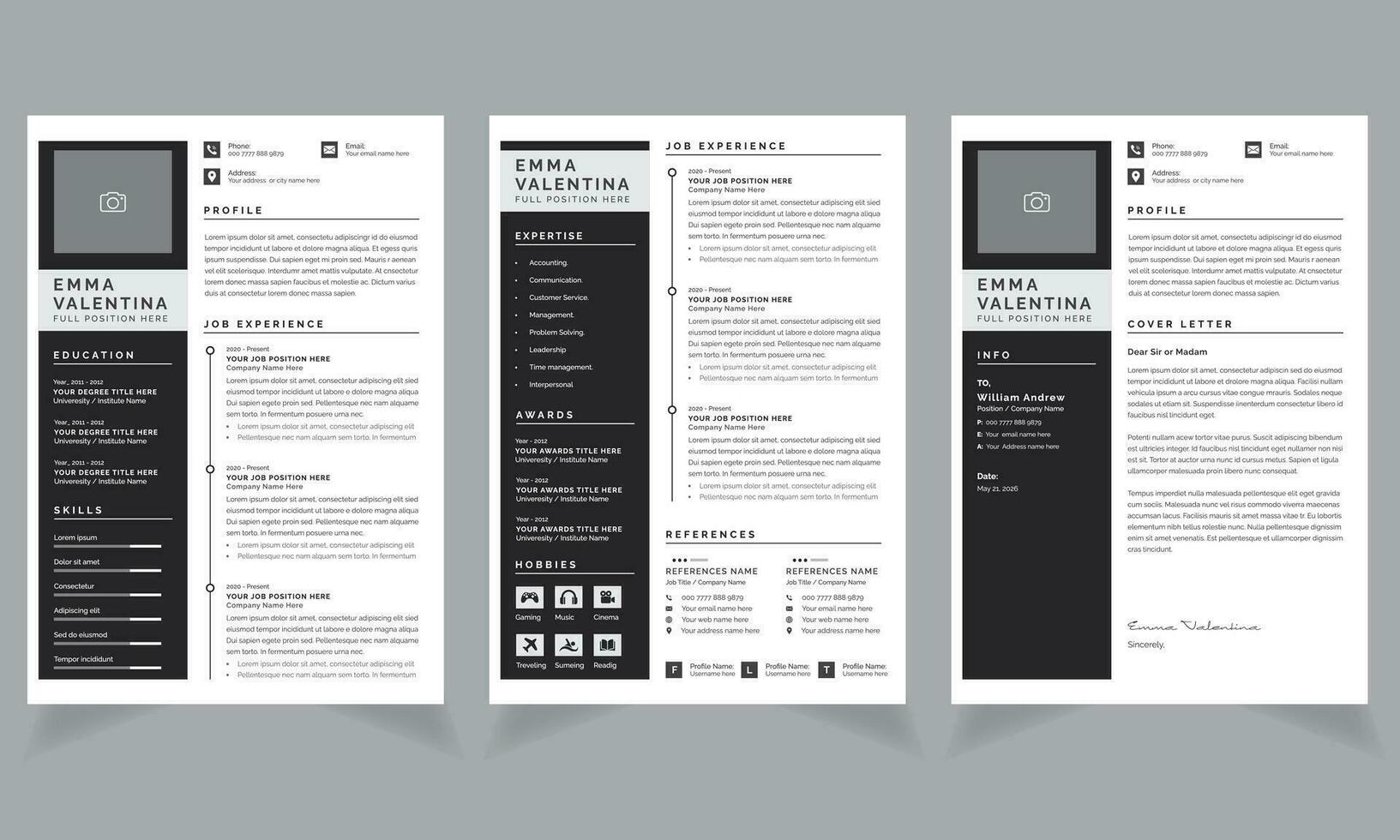 modern fortsetzen Layout mit und Startseite Brief Layout einstellen Element vektor