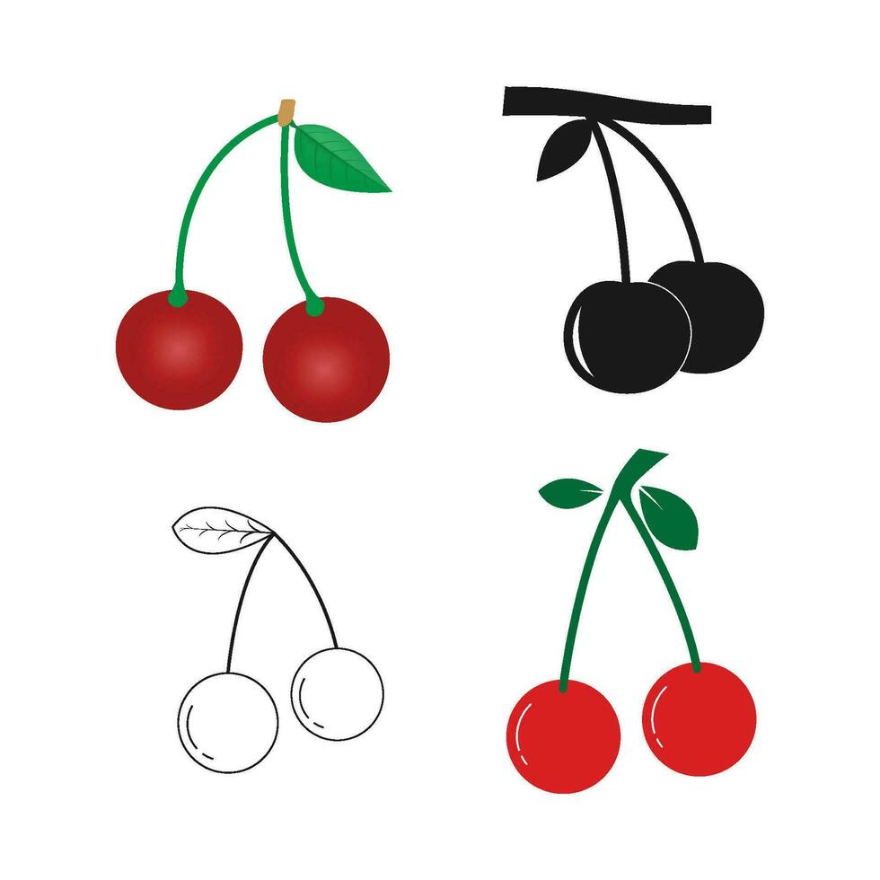körsbär frukt ikon vektor