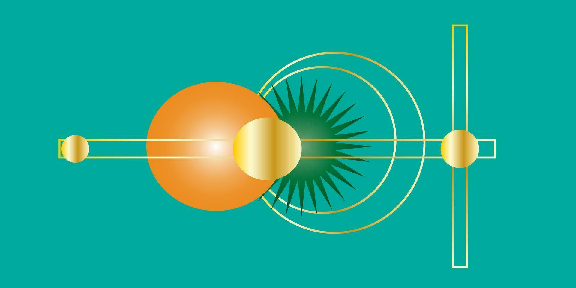 vektor bakgrund abstraktion guld cirklar geometrisk former på en grön bakgrund vektor eps10