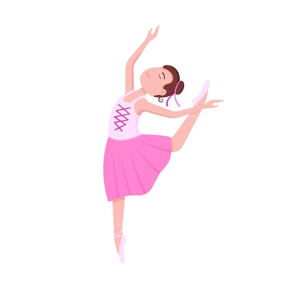 ung vacker ballerina klädd i tutu och pointe skor står vid pose platt stil design vektorillustration isolerad på vit bakgrund elegant ung kvinnlig karaktär av klassisk balett vektor