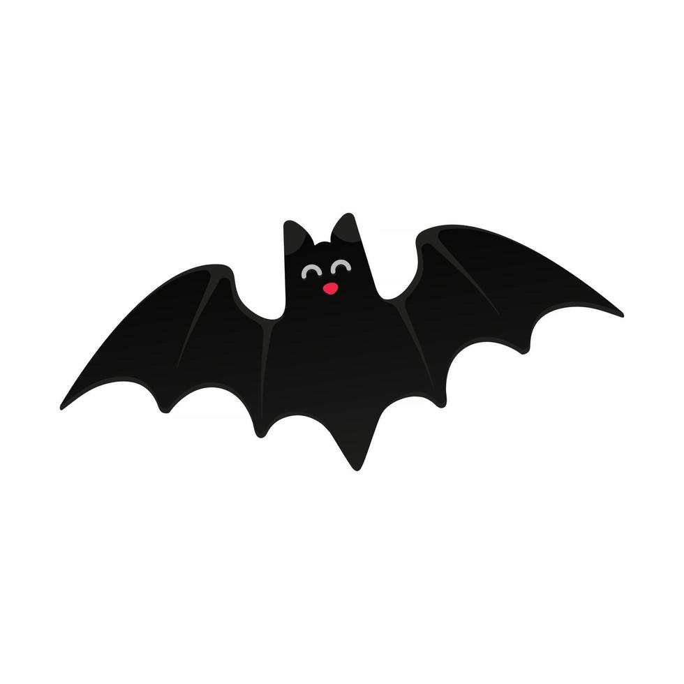 Halloween-fliegende Fledermaus mit beängstigendem Gesicht flache Design-Vektor-Illustration isoliert auf weißem Hintergrund Halloween-Feier-Symbole vektor