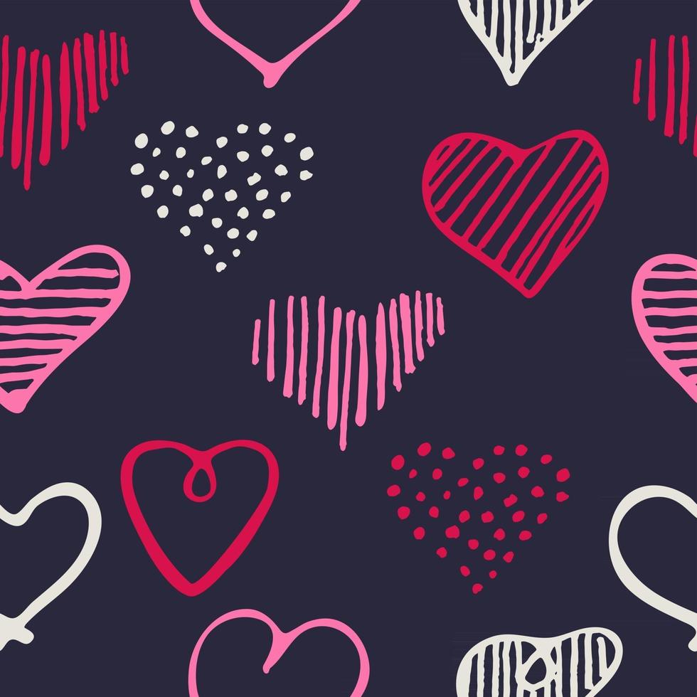 Liebe nahtlose Muster romantische Doodle Herzen einzigartig vektor