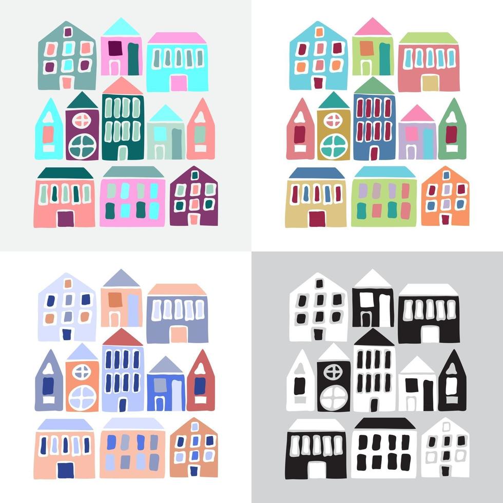 Reihe von bunten Häusern der Karikatur vektor
