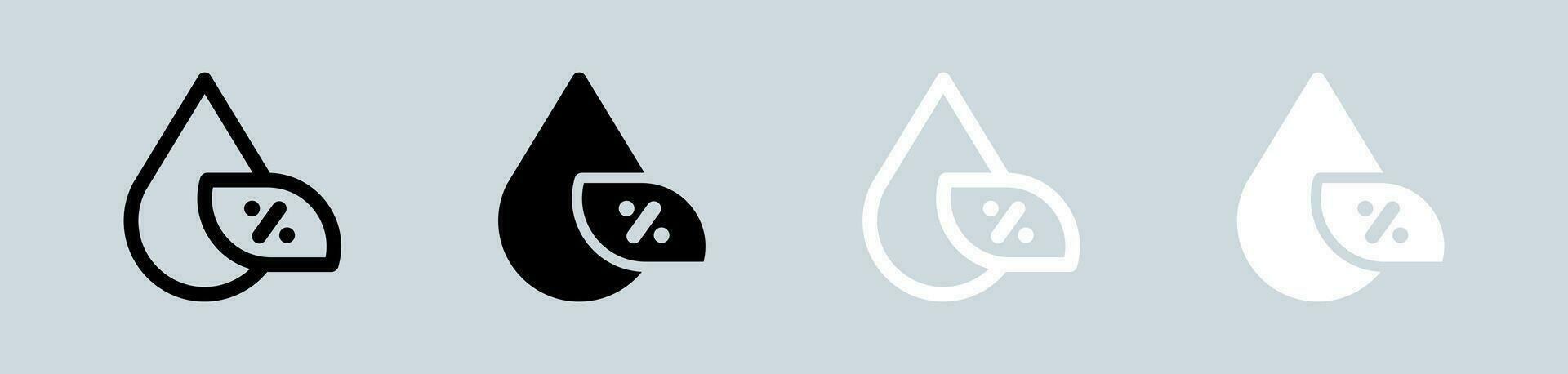Feuchtigkeit Symbol einstellen im schwarz und Weiß. Wasser Zeichen Vektor Illustration.