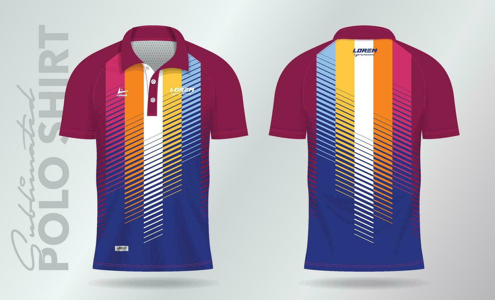 färgrik sublimering polo skjorta attrapp mall design för badminton jersey, tennis, fotboll, fotboll eller sport enhetlig vektor