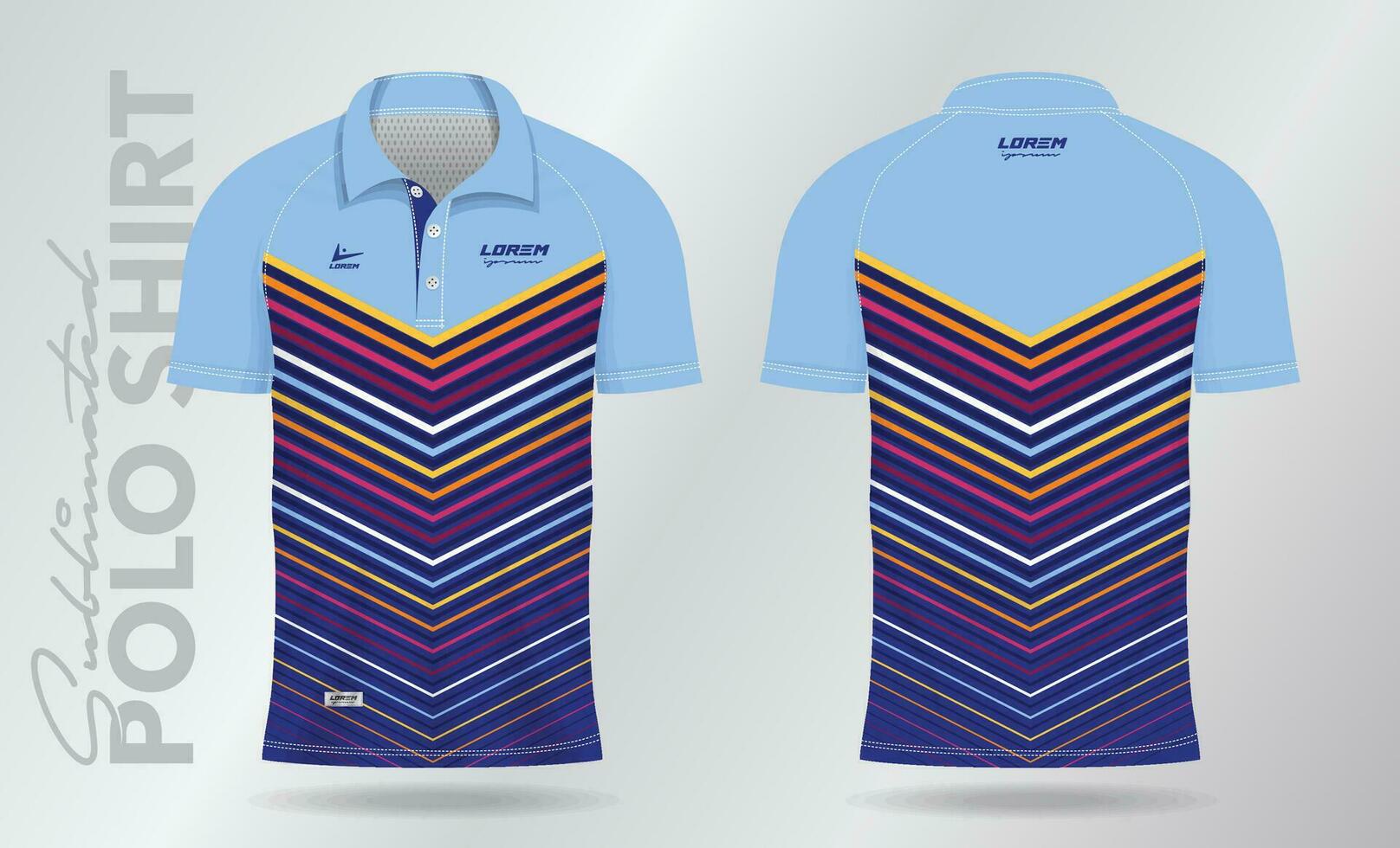 färgrik sublimering polo skjorta attrapp mall design för badminton jersey, tennis, fotboll, fotboll eller sport enhetlig vektor