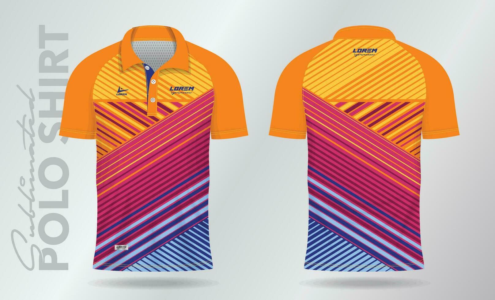 färgrik sublimering polo skjorta attrapp mall design för badminton jersey, tennis, fotboll, fotboll eller sport enhetlig vektor