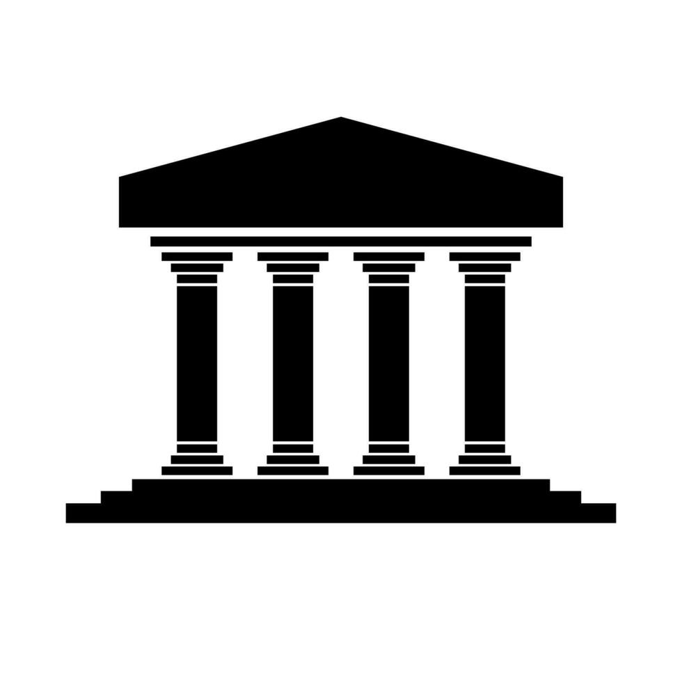 tempel silhuett ikon. gammal grekland. vektor. vektor
