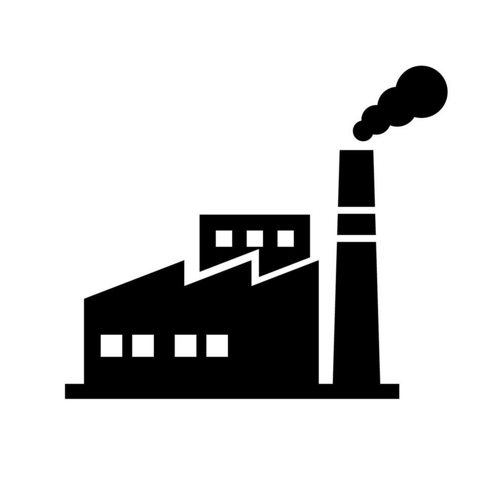 Fabrik Gebäude und rauchig Kamin Silhouette Symbol. Herstellung Symbol. Vektor. vektor