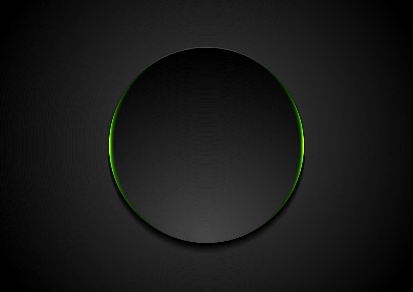 svart abstrakt cirkel form med grön lysande ljus tech bakgrund vektor