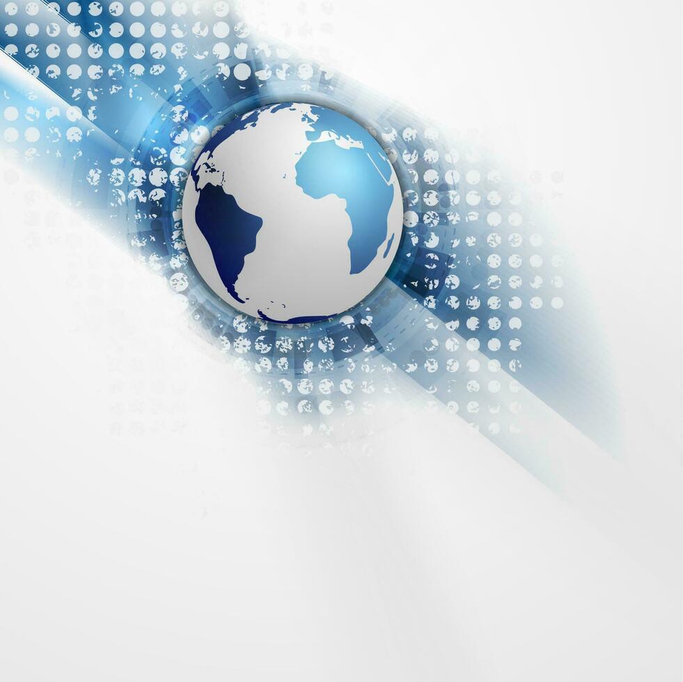 Technologie Blau Grunge Hintergrund mit Globus vektor