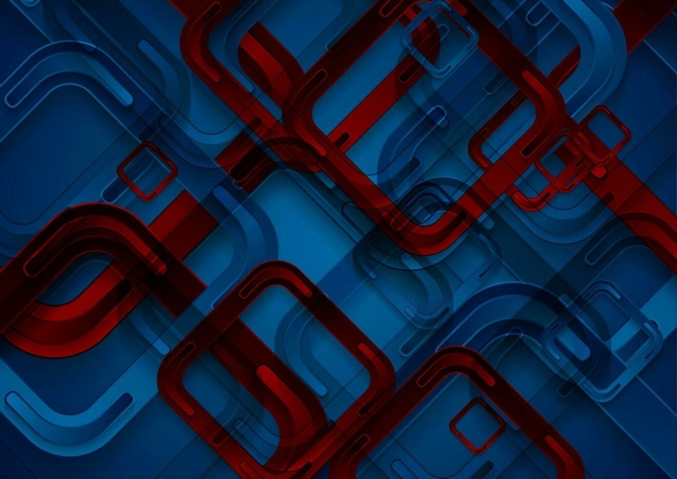 dunkel Blau und rot Quadrate abstrakt geometrisch Hintergrund vektor