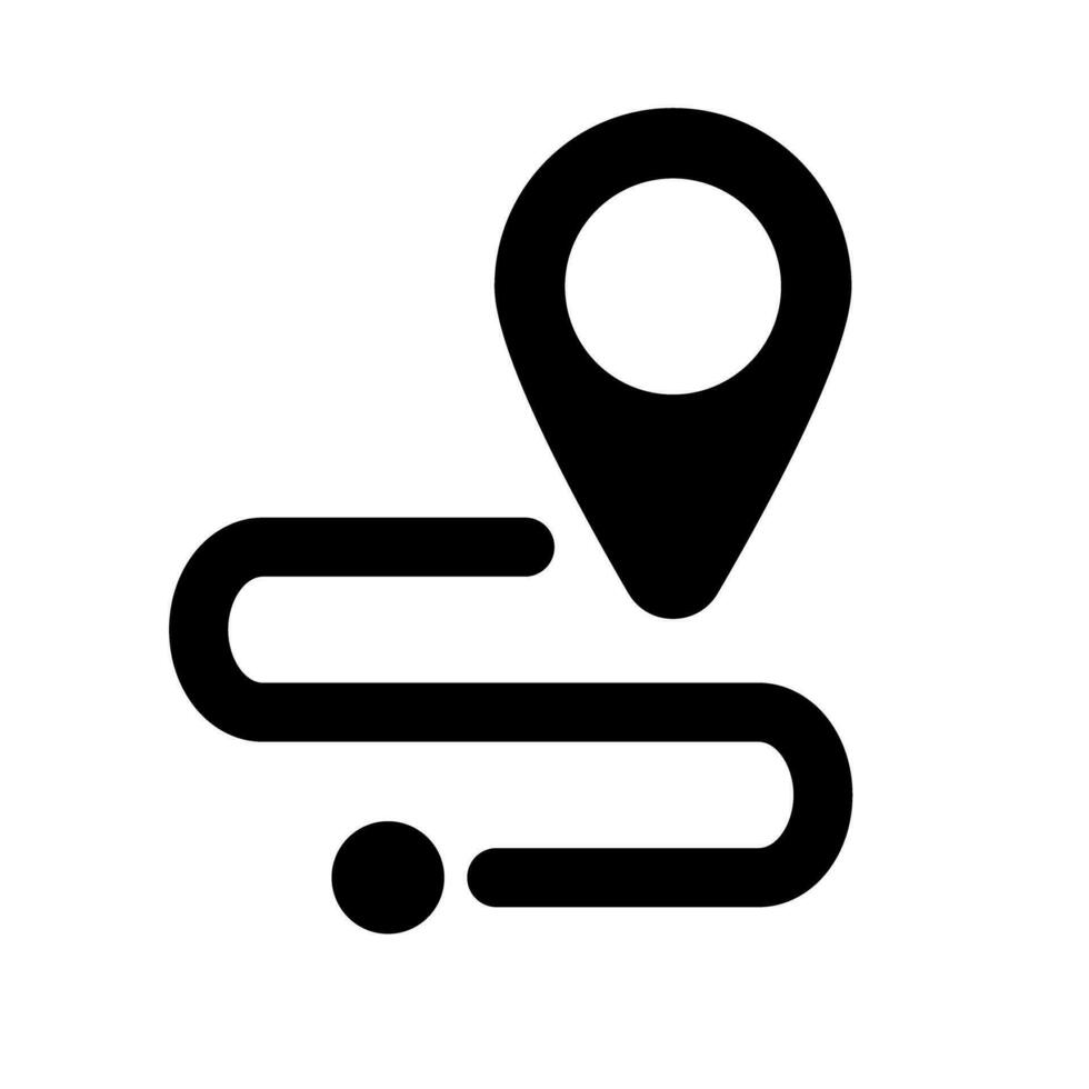 Route zu Ziel und Ziel Karte Stift Silhouette Symbol. Vektor. vektor